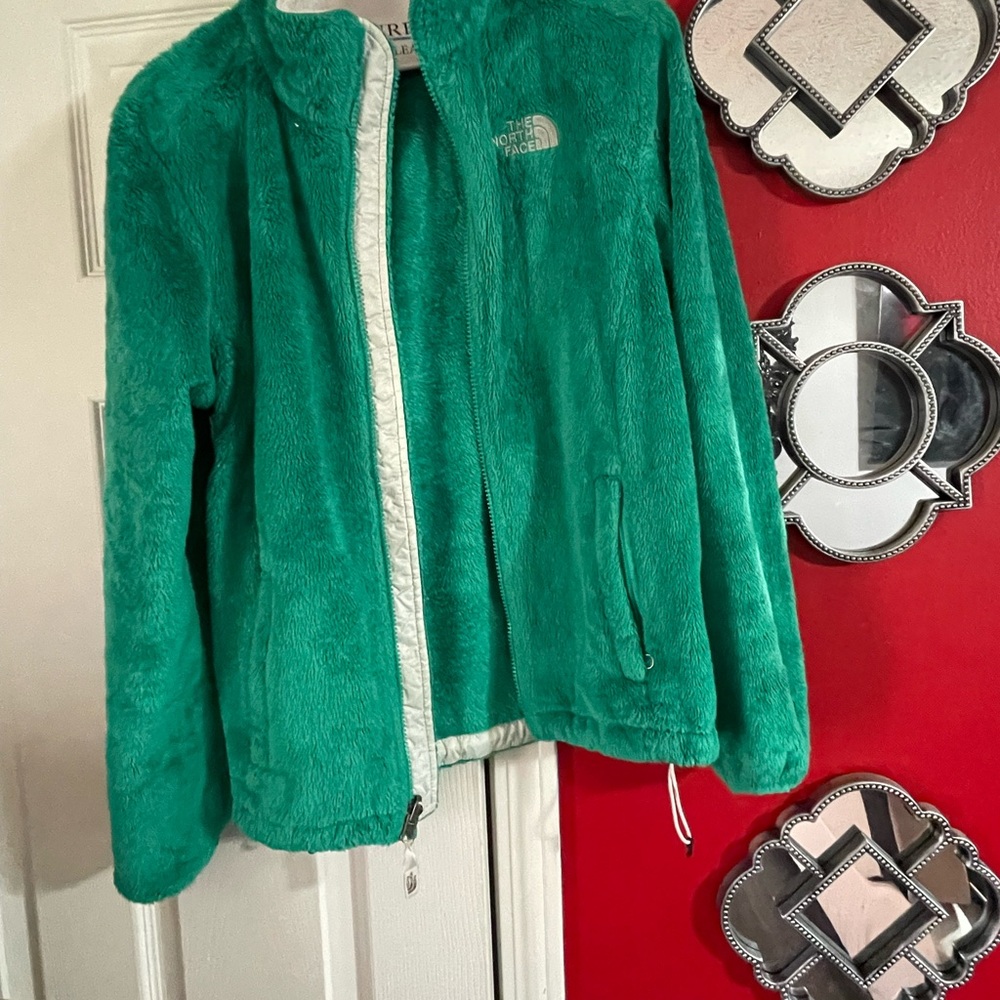 The North Face Green and White Fleece Jacket